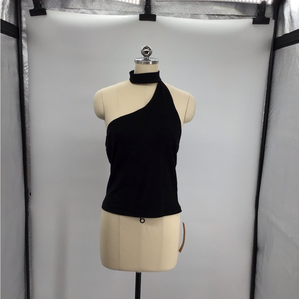 Reformation Black Asymmetrical Halter Top - Picture 2 of 5
